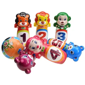 

Kids Bowling Set Skittles Game Bowling Toys Set with 6 Pins and 1 Ball Indoor Toy Gifts for Children Toddler Boys Girls Early De