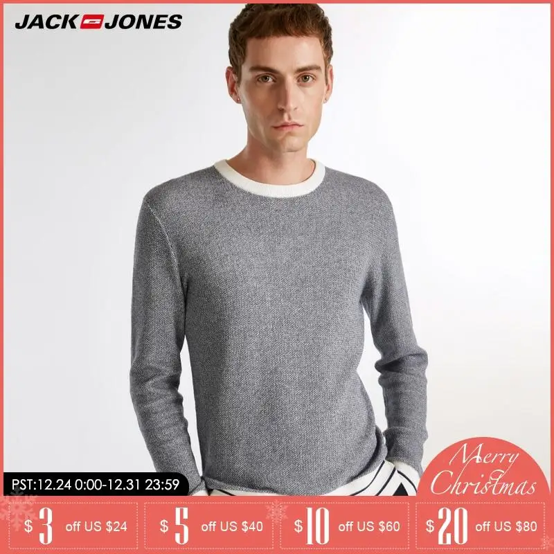 Джек Джонс бренд новый 100% хлопок Мода случайные o-образным вырезом тонкий пуловер