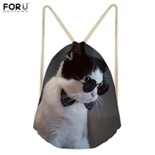 FORUDESIGNS/сумки с изображением животных и кошек, портативная обувь, сумка-рюкзак для женщин, дорожный мешок для хранения, мешок из полиэстера
