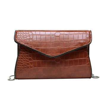 

Fashion Women Envelope Shoulder Messenger Bag Retro Crocodile PU Leather Female Solid Color Small Chain Crossbody Bags