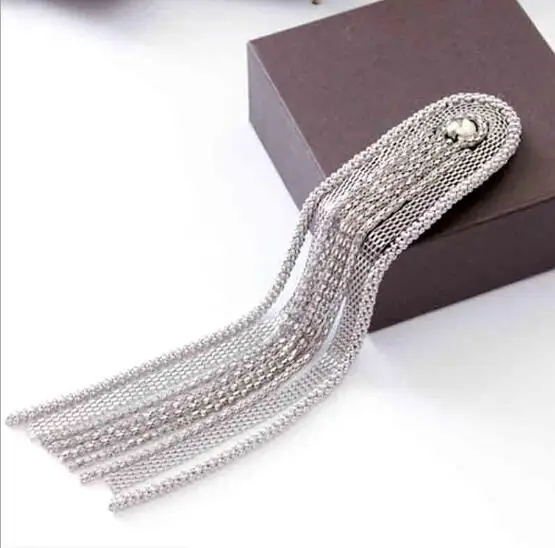 20pcs/10pairs Handmade Long Chain Tassel Epaulette Gold/Silver Suit Shoulder Strap Fringed Shoulder Strap Epaulet Stage Jewelry