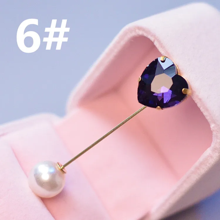 Fashion Colorful Rhinestone Simple Heart Brooch Vintage Brooch Fashion Hijab Pins and Brooches Clothes for Women Gift 3pcs - Окраска металла: purple