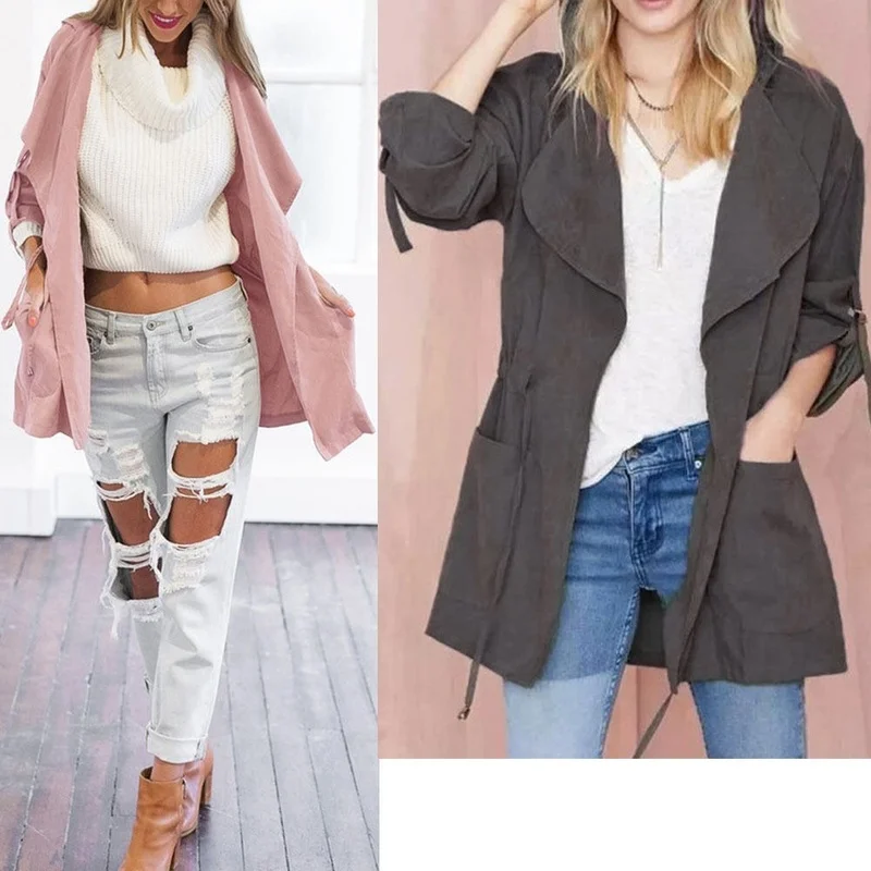

Zogaa Spring Autumn Women Coats Thin Hooded Jackets Women's Solid Casual Loose Cardigan Outwear Korea Style Overcoat with Belt
