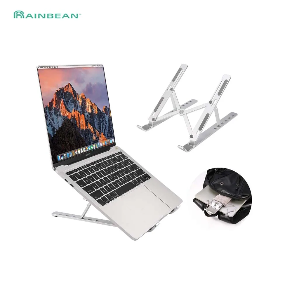  Portable Laptop Stand 6 Heights Adjustable Aluminum Alloy Desktop for Notebook MacBook Computer Bra