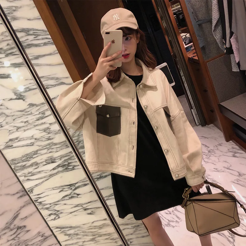 

Early Autumn Customizable Online Celebrity Short White Jeans Coat BF Women's 2019 New Style Korean-style Loose-Fit INS Fashion-