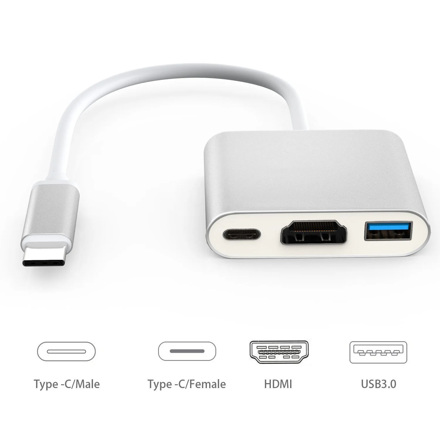 3 в 1 USB C к HDMI адаптер type C адаптер многопортовый AV конвертер с 4K HDMI USB 3,1 порт и концентратор порт PD порт быстрой зарядки