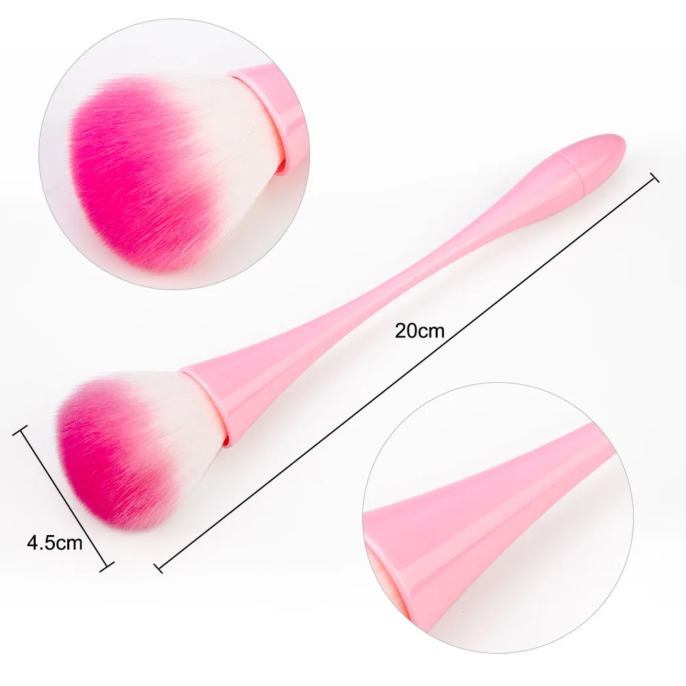 LadyMisty мягкая щетка для очистки ногтей, акриловая щетка для удаления УФ-геля, щетка для чистки радужной ручки, кисточки для маникюра, инструменты - Цвет: Pink
