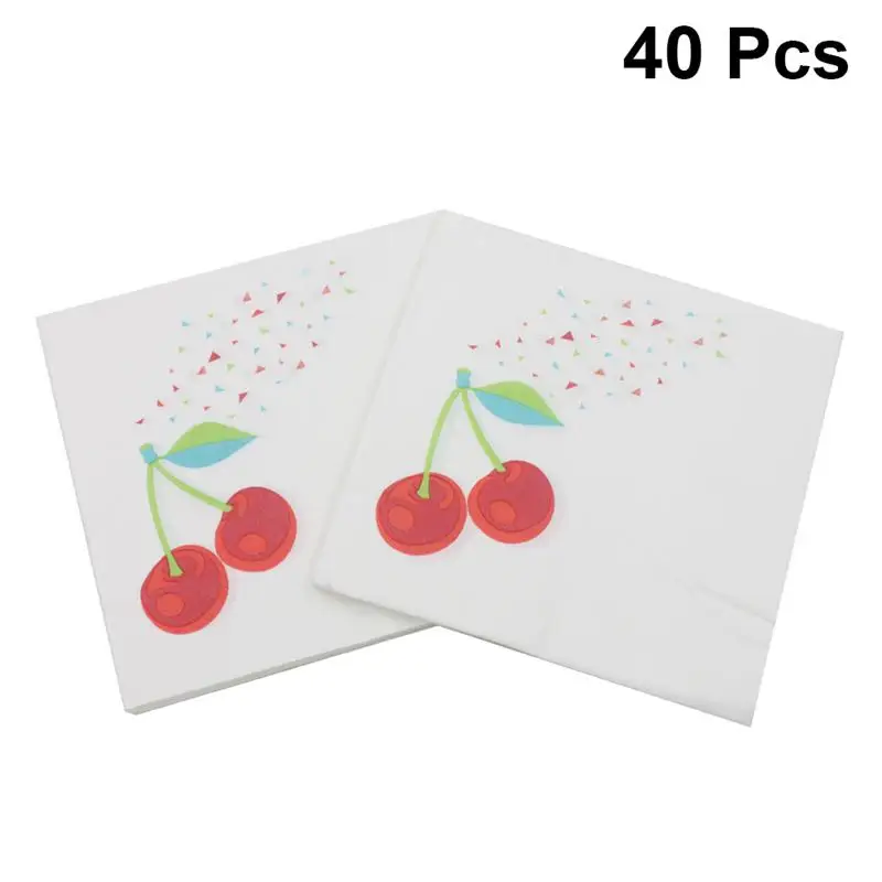 40 шт фруктовая серия салфетки цветные Цветочные салфетки с принтом клубника лицевая ткань печать салфетки для вечерние банкета ежедневного использования