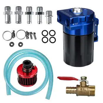 

NEW 300ML Aluminum Car Engine Oil Catch Can Kit Air Oil Separator Tank Cylinder Baffled Reservoir With Filter Dip Stick