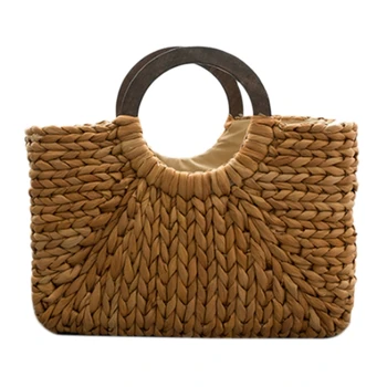 

Women Fashion Straw Handbag Tote Bag Shoulder Bag Shopping Beach Travel Cross-body Bag Satchel(primary color)