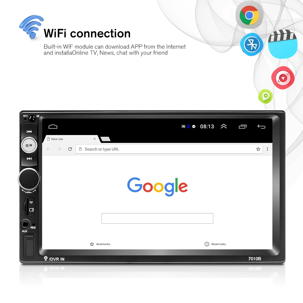  Podofo 2 din Car Stereo Radio Android 8.1 with Bluetooth WIFI GPS FM Radio receiver support IOS/And
