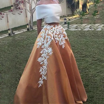 

Sexy Two Piece Satin Long Prom Dresses 2020 Lace Evening Pageant dresses vestido formatura Party Dress Long Evening Gowns