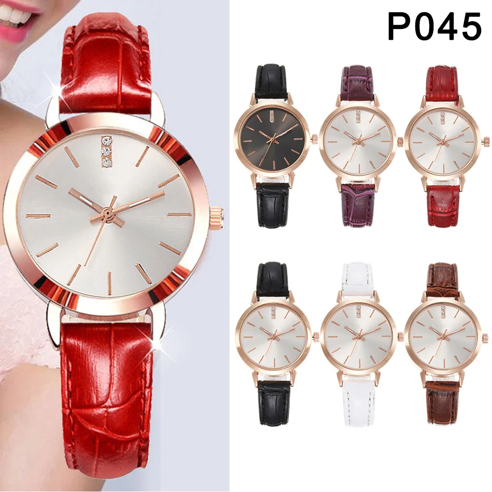 

Exquisite Rhinestone Quartz Watch for Women Fashion Classic Alloy Dial with PU Wrist Band -MX8