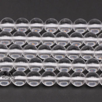 

AngQi 15" Strand Natural Stone Beads White Clear Quartz Crystals Round Loose Beads For Jewelry Making Bracelet Necklace 4-12mm