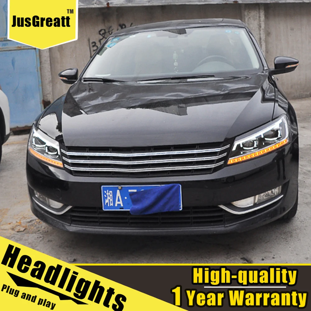 Пара для VW Passat светодиодный фары 2011- Passat HID фары биксеноновые фары противотуманные дневные ходовые огни динамический поворот