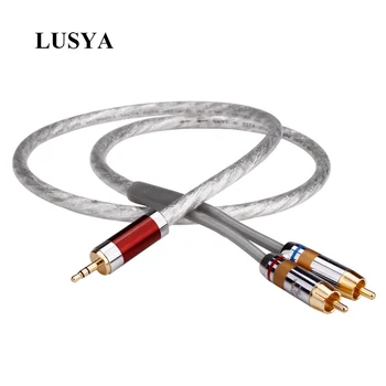 

Lusya 1pcs Sterling Silver Computer Amp Speaker Audio Cable 3.5mm To 2RCA One minute two Audio Cable T0479