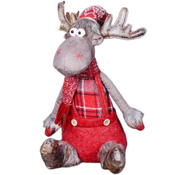 

Practical Christmas Decorations for Home Red Elk Dolls Wedding New Year Decor Lovely Figures Sitting Toys Kids Christmas Gift