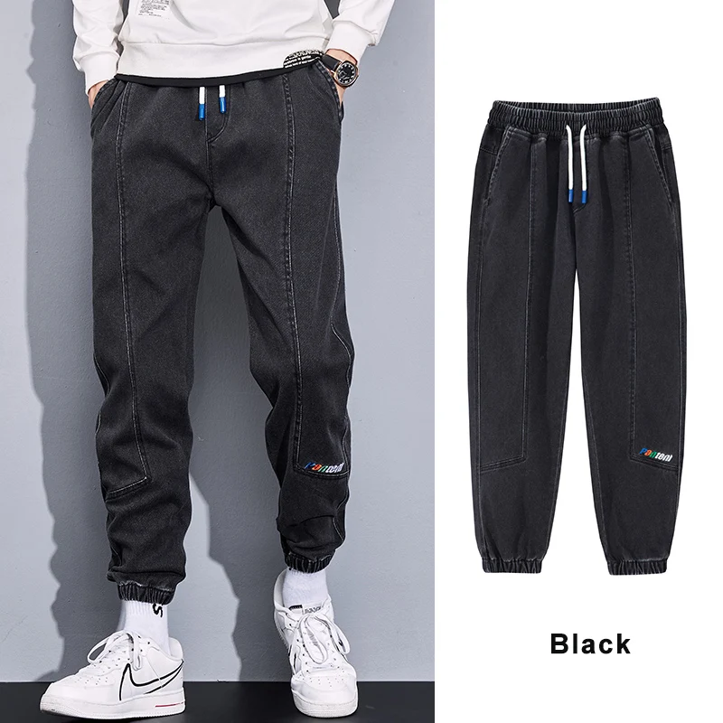 skinny fit jeans Spring Autumn Plus Size Baggy Jeans Men Black Blue Stretch Cotton Denim Joggers Cargo Pants Casual Loose Harem Jean Trousers 8XL tapered fit jeans