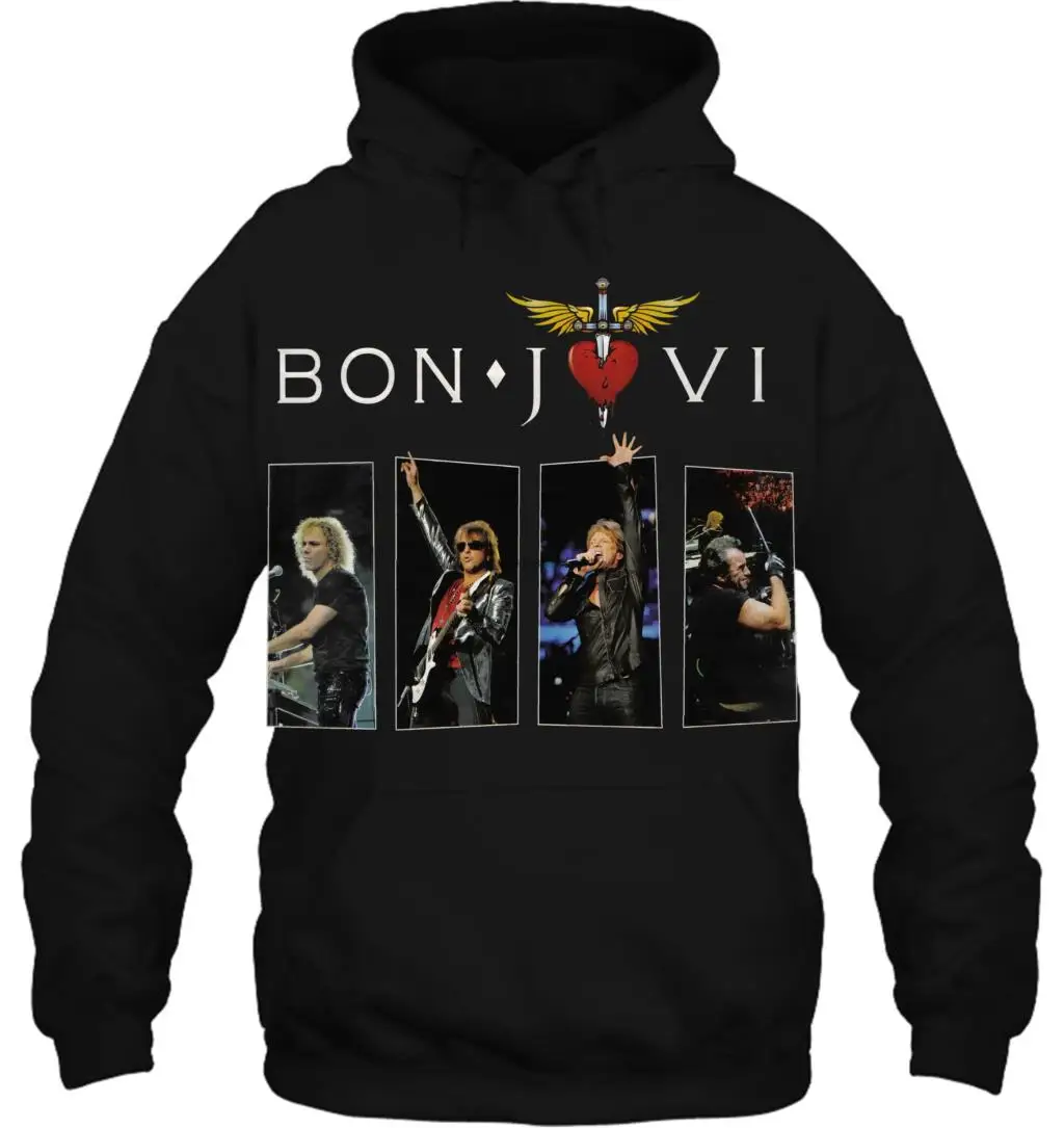 Мужская толстовка с капюшоном, модная, Рок-Группа Bon Jovi, черная, мужская, женская, уличная одежда