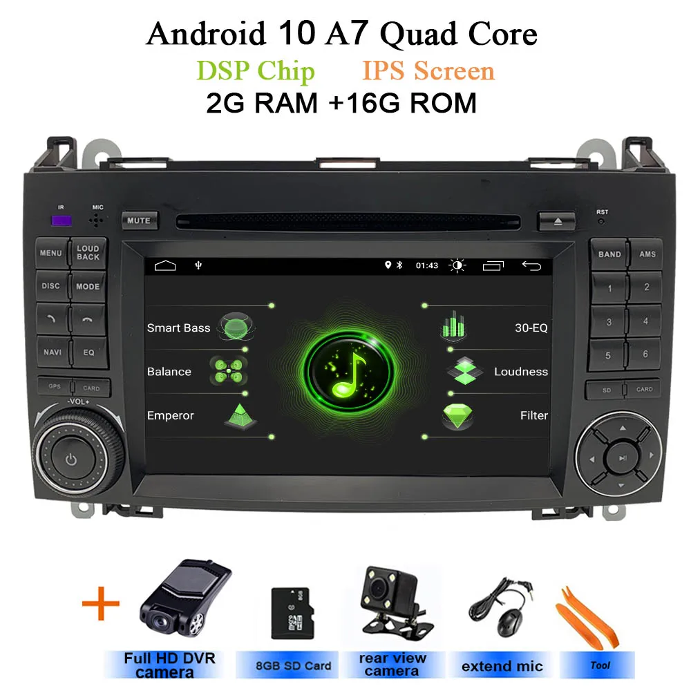 Android 10 2din Авто Радио DVD мультимедиа для Mercedes Benz B200 A B класс W169 W245 Viano Vito W639 Sprinter W906 wifi gps - Цвет: DSP-IPS 2G-Rear-DVR