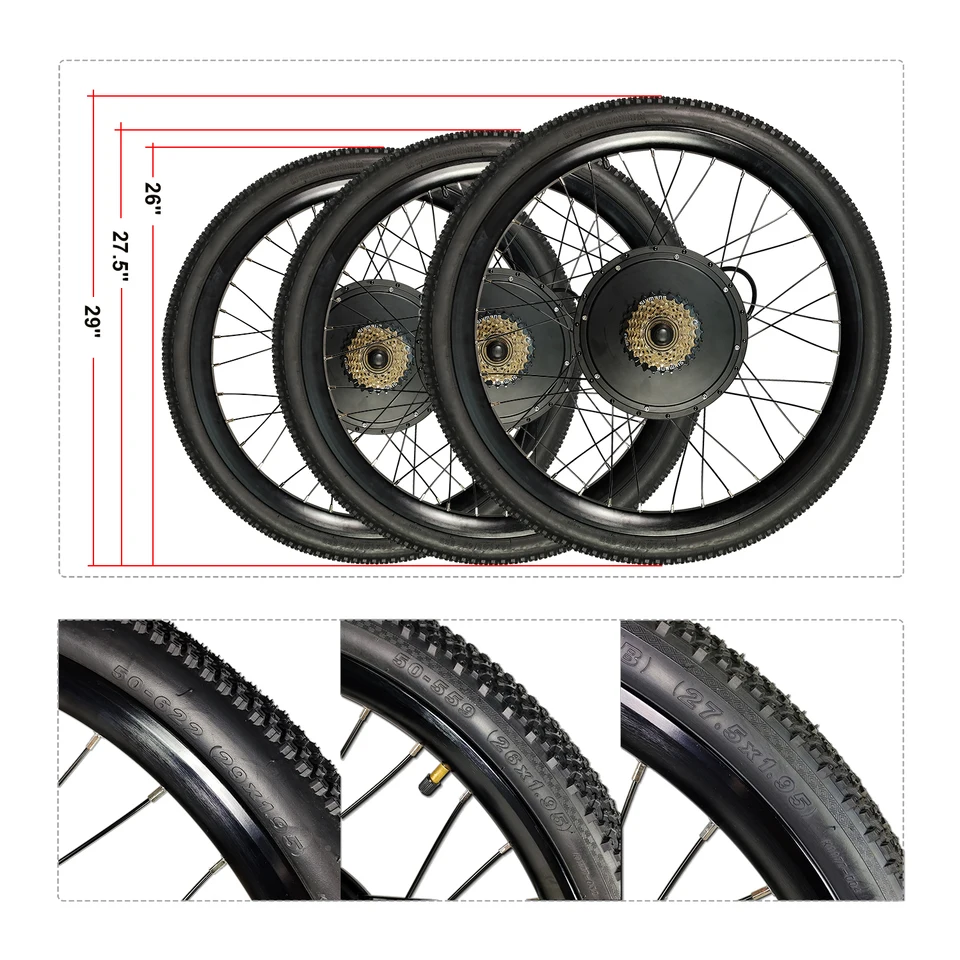 Kit De Conversion Vélo électrique 48V 1500W – Roue Avant 27,5 Pouces – Écran Couleur