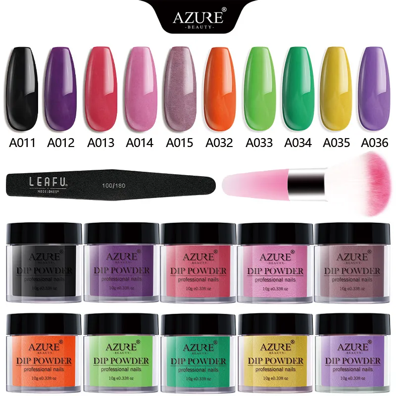 Azure Beauty 12pcs/lot Grey Color Nail Dip Powder Set Gradient Color