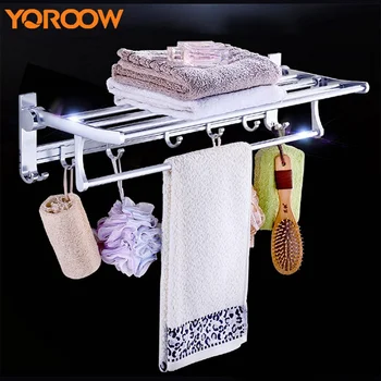 

Space Aluminum Bathroom Wall Towel Rack Accessories Home Storage Metal Shelf Bath Hanging Holder Material Shower GSG000C 4