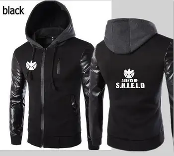 

Men's agents of s.h.i.e.l.d hooded jacket sleeves leather design fashion riverdale casual men's jacket leather sleeve hoodies