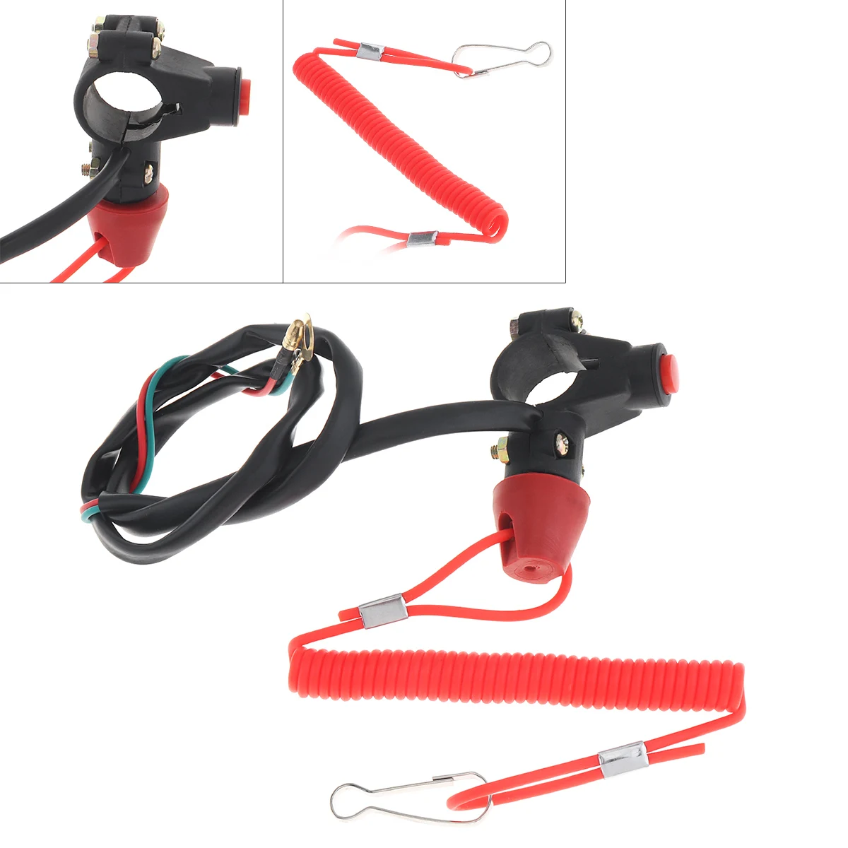 

22MM Universal Motorcycle Emergency Power Off Dual Flameout Trainer Switch with Red Lanyard for Binding ATV 49 CC Motorbike