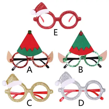 

Adult Kids Christmas Glasses Frame Funny Elf Hat Ears Glitter Sequins Eyeglasses NEW
