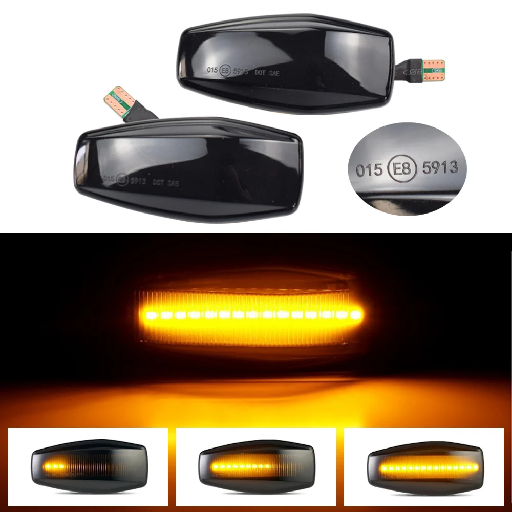 GHC Barras de luz LED din/ámicas intermitentes intermitentes laterales indicadores secuenciales para Focus MK1 1998-2004 Mondeo MK3 2000-2007 color: negro