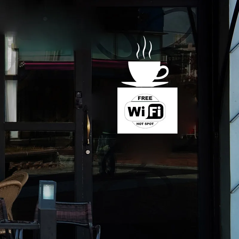1 шт. черно белая наклейка на окно с Wi Fi для кафе ресторана бара паба магазина