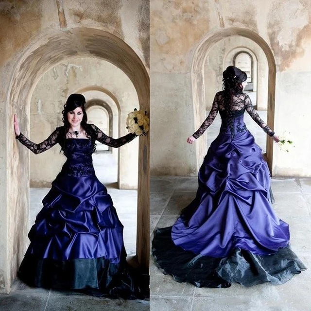 Black And Purple Plus Size Wedding Dresses