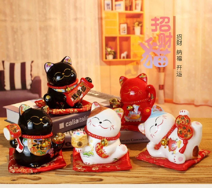

1 PC Lucky Cat Ceramic Home Decoration Creative Japanese Fortune Small Piggy Bank Store Opening Gift