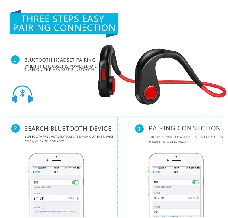 Bluetooth 5,0 оригинальные Беспроводные спортивные наушники Z9 с костной проводимостью, гарнитура с поддержкой громкой связи, Прямая