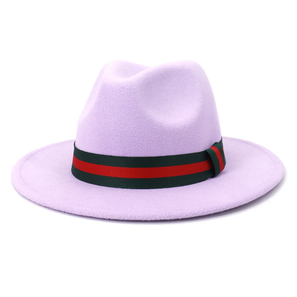 red fedora hat Bauhinia New Designer Brand Wool Felt Jazz Fedora Hats 2021 New Fashion  Wide Brim Panama Trilby Cap Party Formal Top Hat cream fedora Fedoras