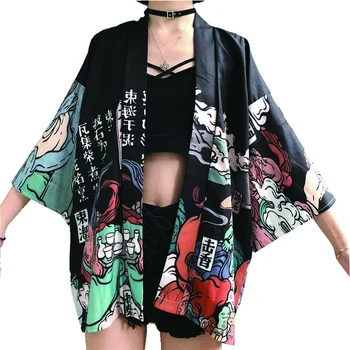 Kimonos kobieta 2021 japońskie Kimono Cardigan koszula Cosplay bluzka dla kobiet japoński Yukata kobiet lato Kimono plażowe FF1126 tanie i dobre opinie EASTQUEEN WOMEN CN (pochodzenie) POLIESTER Odzież azji i pacyfiku wyspy Trzy czwarte Tradycyjna odzież