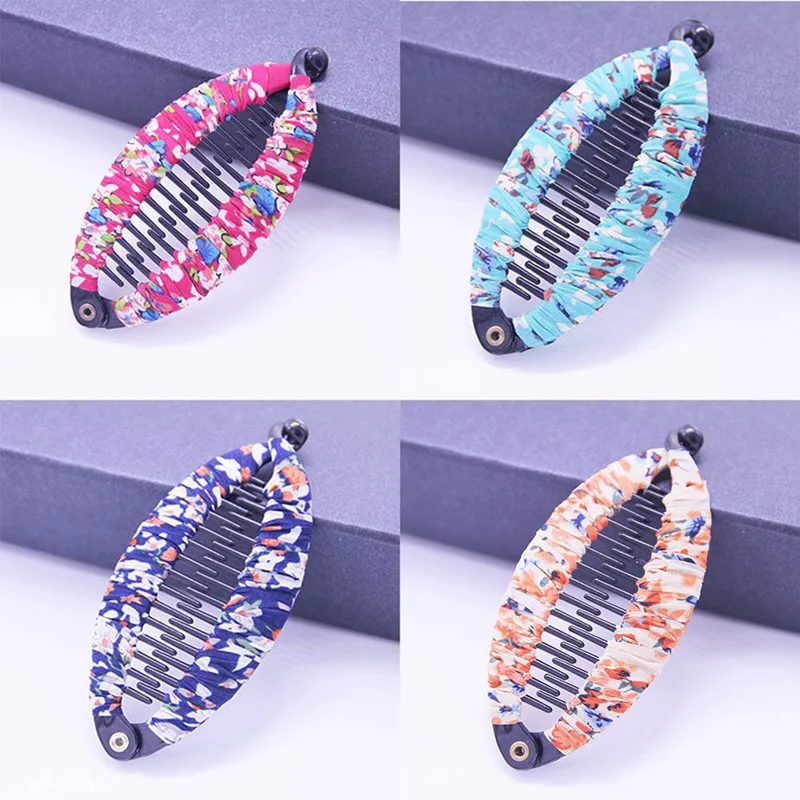 

Fabric Broken Flower Horsetail Plate Hair Banana Clip Hair Clip Vertical Clip Fishtail Lentil Clip New Medium Fish