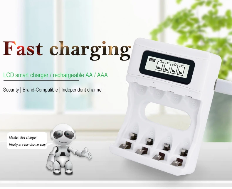 4 слота умный USB Интеллектуальный ЖК-дисплей зарядное устройство для AA/AAA NiCd NiMh аккумуляторы+ 8 шт. AAA батареи