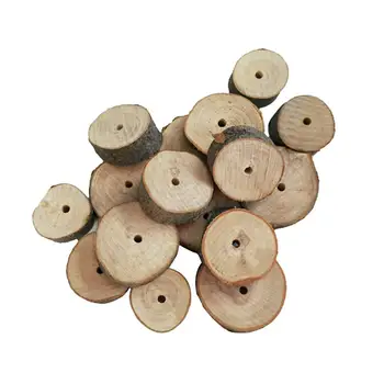 

20Pcs Round Slices Round Durable Portable Punced Teeth Grind Wafer Nibble Toy Wood Slice for Hamster Pets Rabbit