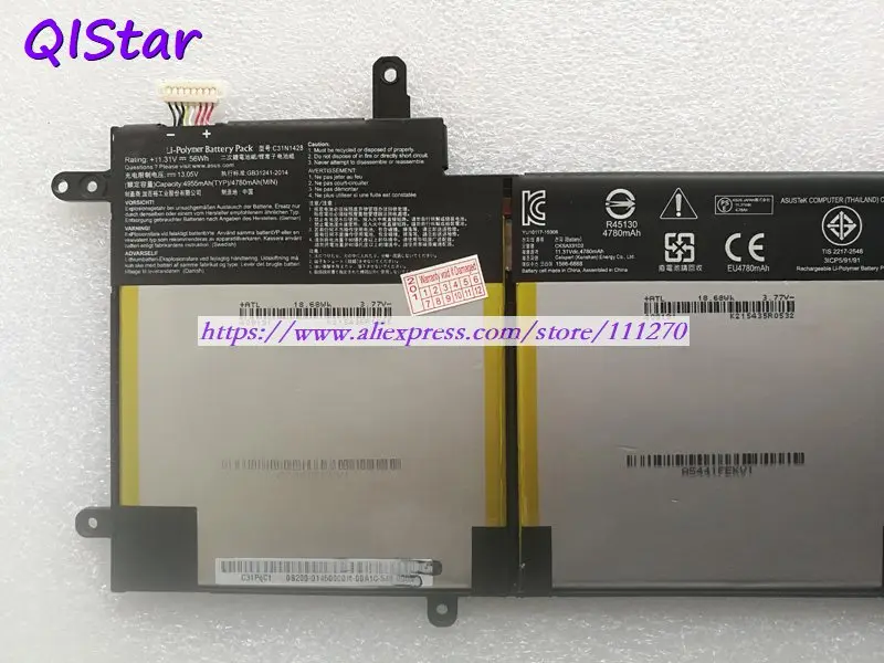 QISTAR 11,31 V 56Wh подлинный C31N1428 Аккумулятор для ноутбука Asus Zenbook серии Zenbook UX305LA ноутбук компьютер