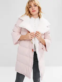 

Women Autumn Winter Warm Coat Snap Button Plain Quilted Coats Slim Pink Casual Jacket Thick Parka Female Outwear Overcoat
