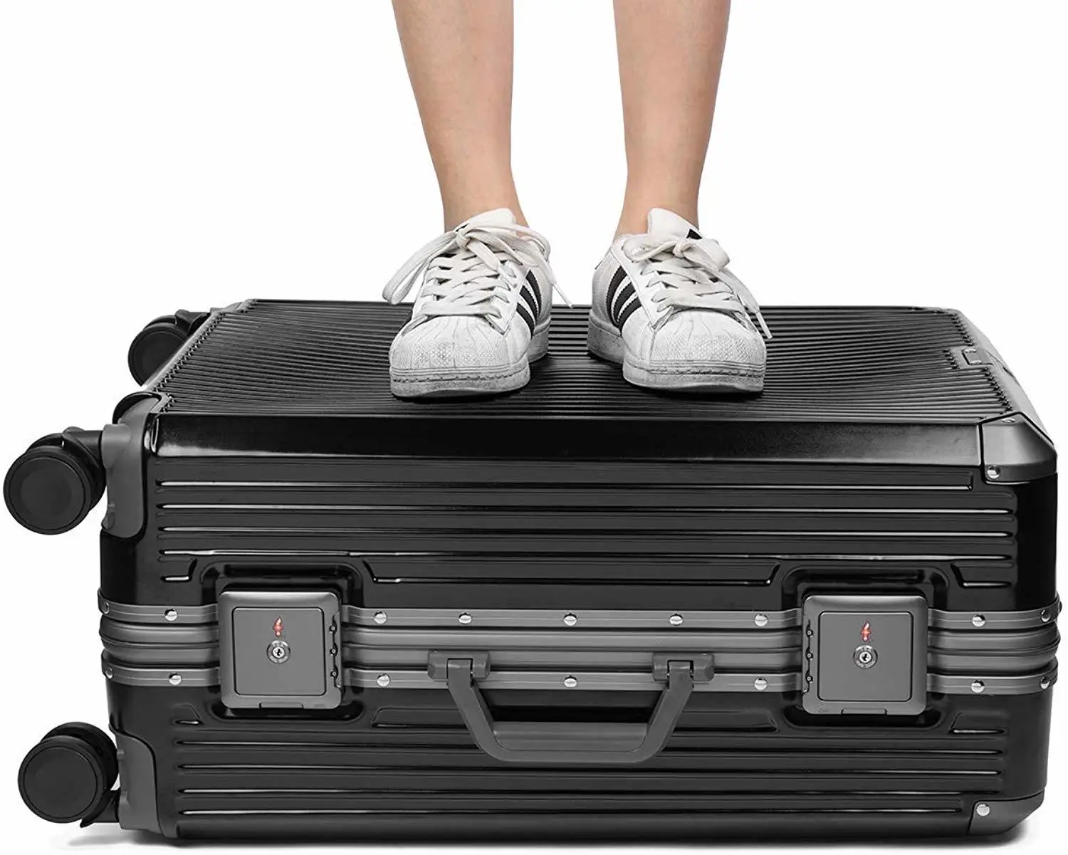 28 алюминиево-магниевый сплав рама чемодан машина в холде вид чемодан дорожная сумка для переноски Tsa замок немой ролик