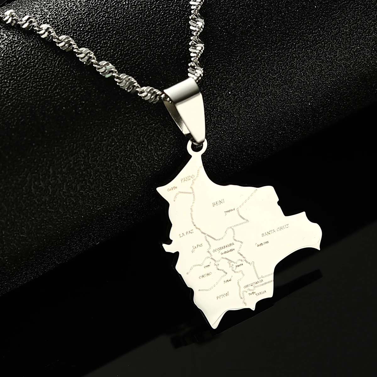 Bolivia Map Country Cities Name Pendant Necklaces for Women Bolivians Jewelry 4