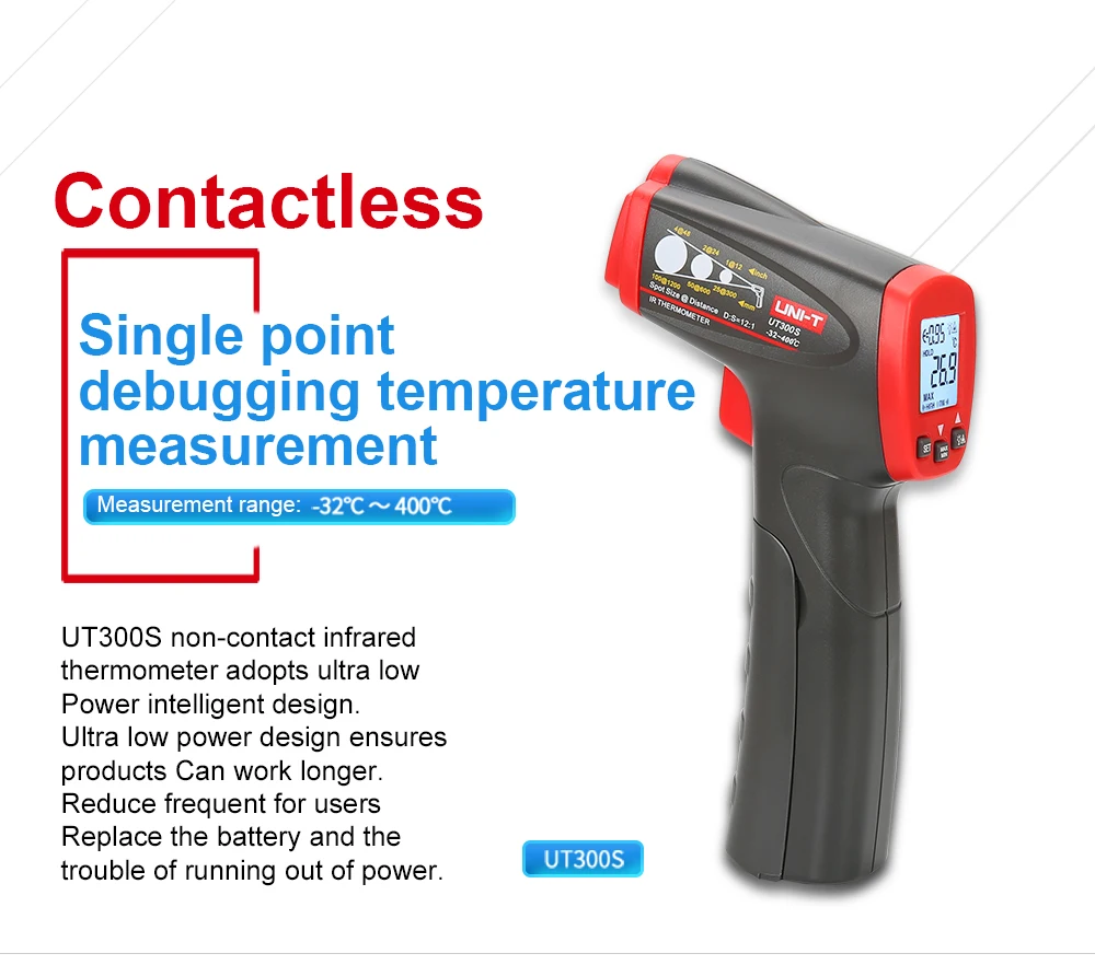 UNI-T UT300S бесконтактные инфракрасные термометры с ЖК-цифровыми температурными инструментами ручной температурный лазерный пистолет