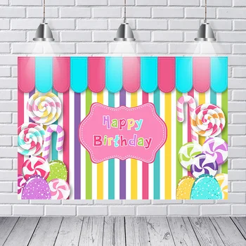 

Candy Curtain Custom Photography Background Cloth Baby Shower Birthday Polyester Vinyl Photo Backdrop