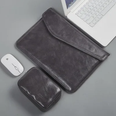 dark gray sets Ультратонкий чехол для ноутбука из искусственной кожи с магнитной пряжкой 14 для Macbook Air 13 чехол для ноутбука Pro 15 Touch Bar - Цвет: dark gray sets