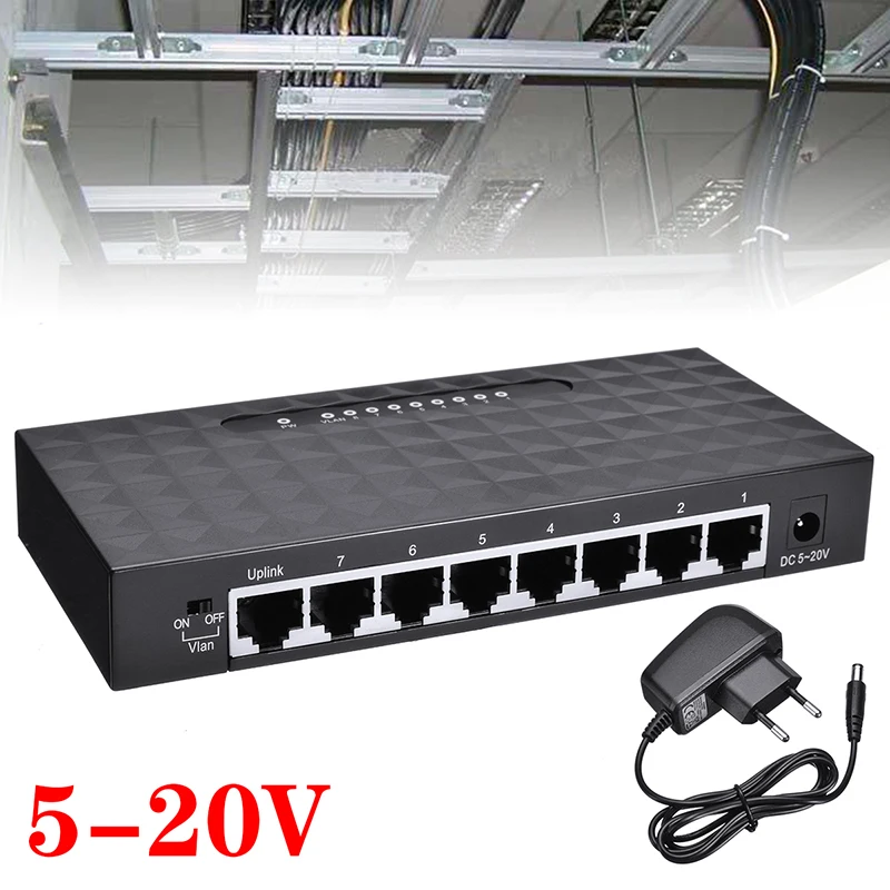 POHIKS 1 шт. высокоскоростные 8 портов 1000 Мбит/с RJ45 Smart Gigabit Ethernet сетевые коммутаторы с
