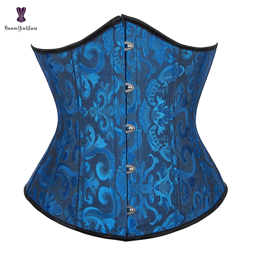 Wholesale Dropshipping Corset Underbust Waisttrainer Gothic Boned Chest Binder Gorset Sexy Femme Floral Plus Size Korsett Women