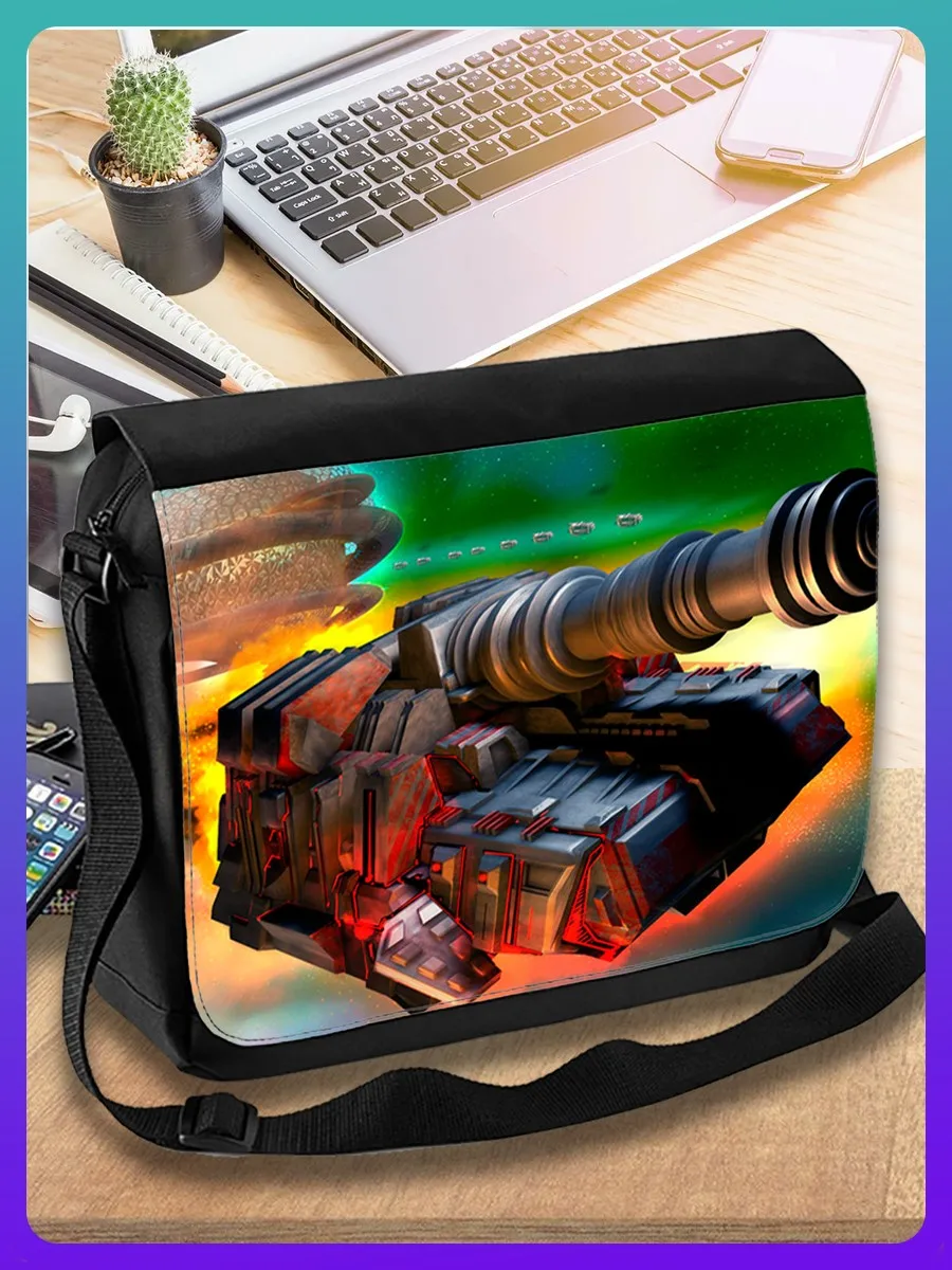 Сумка для ноутбука планшета рюкзак портфель на плечо с принтом настольная игра